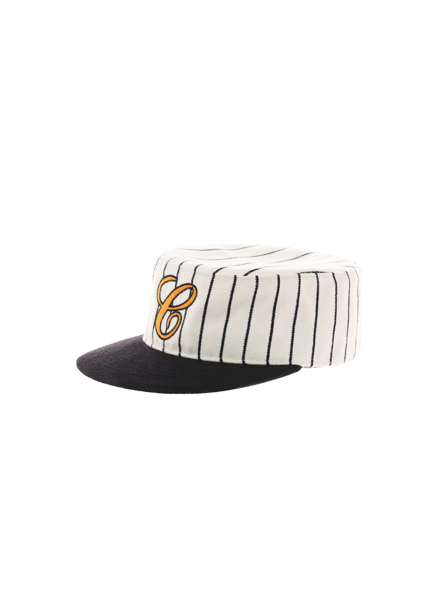 6CRAYON Retro Flat Top Baseball Cap - Striped Wool Blend with Embroidered Letters