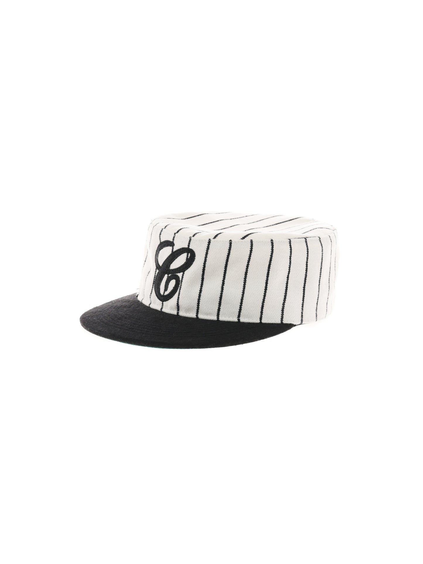 6CRAYON Retro Flat Top Baseball Cap - Striped Wool Blend with Embroidered Letters