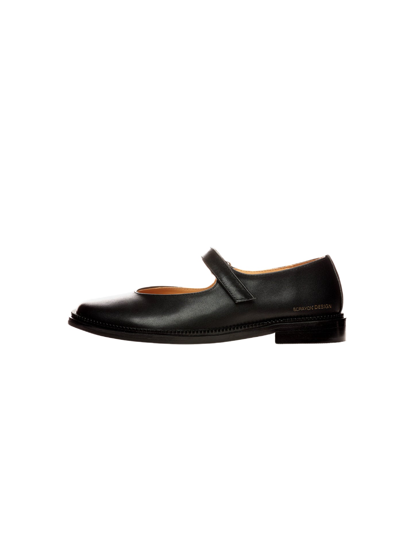 6CRAYON Unisex Black Full-Grain Leather Mary Janes