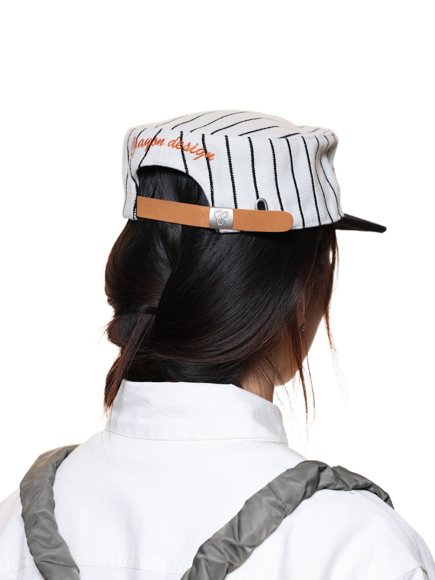6CRAYON Retro Flat Top Baseball Cap - Striped Wool Blend with Embroidered Letters