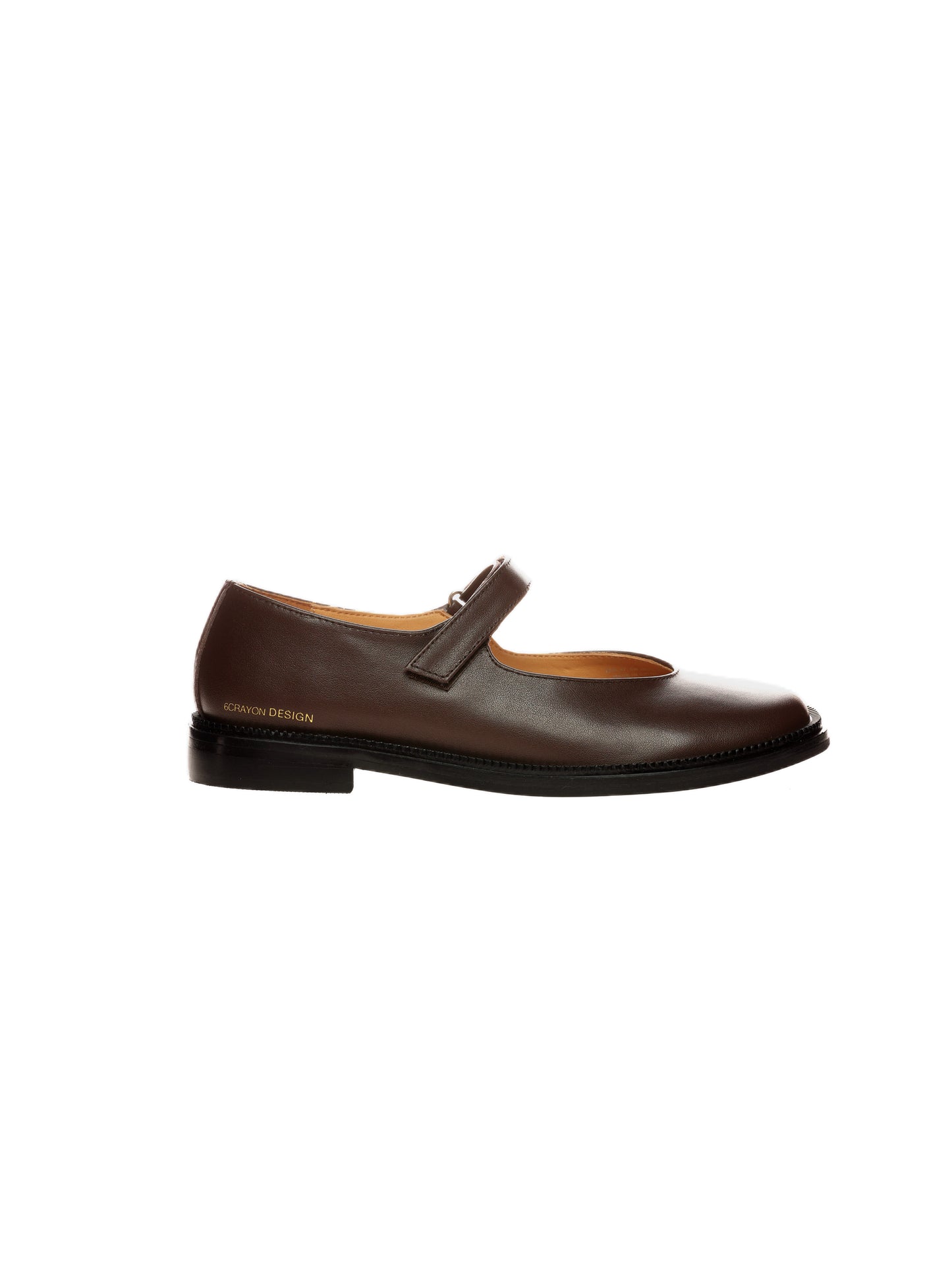 6CRAYON Unisex Brown Full-Grain Leather Mary Janes