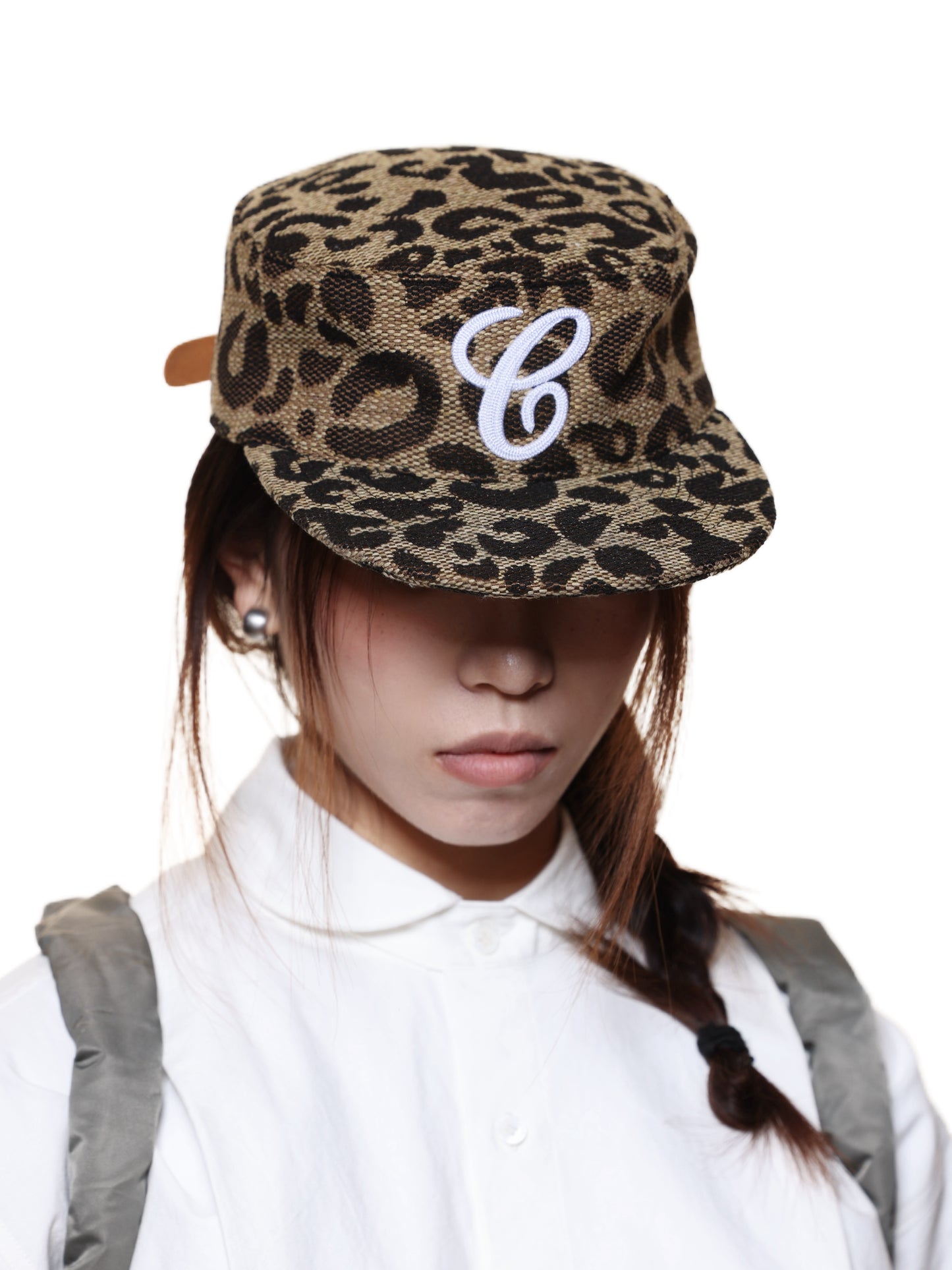 6CRAYON WEAVE LEOPARD PRINT BRIMMED BASEBALL CAP