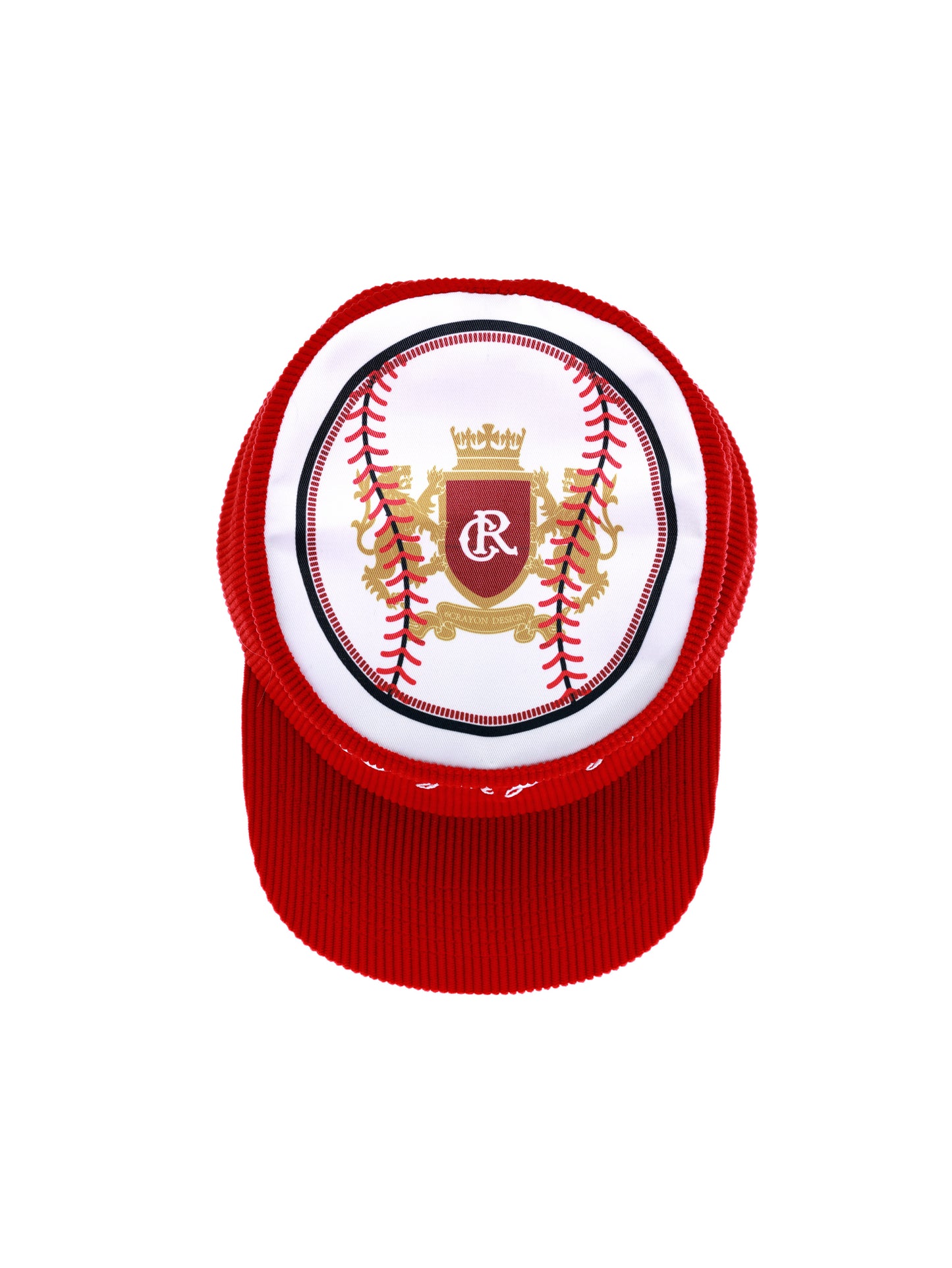 6CRAYON Flat Top Embroidered Corduroy Patchwork Baseball Cap