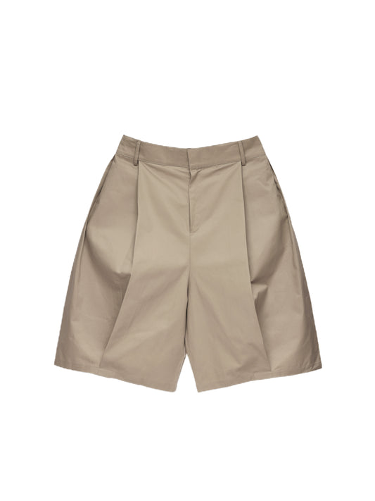 6CRAYON Elastic Waist Wide-Leg Shorts 2.0 – Double Pleated & Loose Fit with Coating