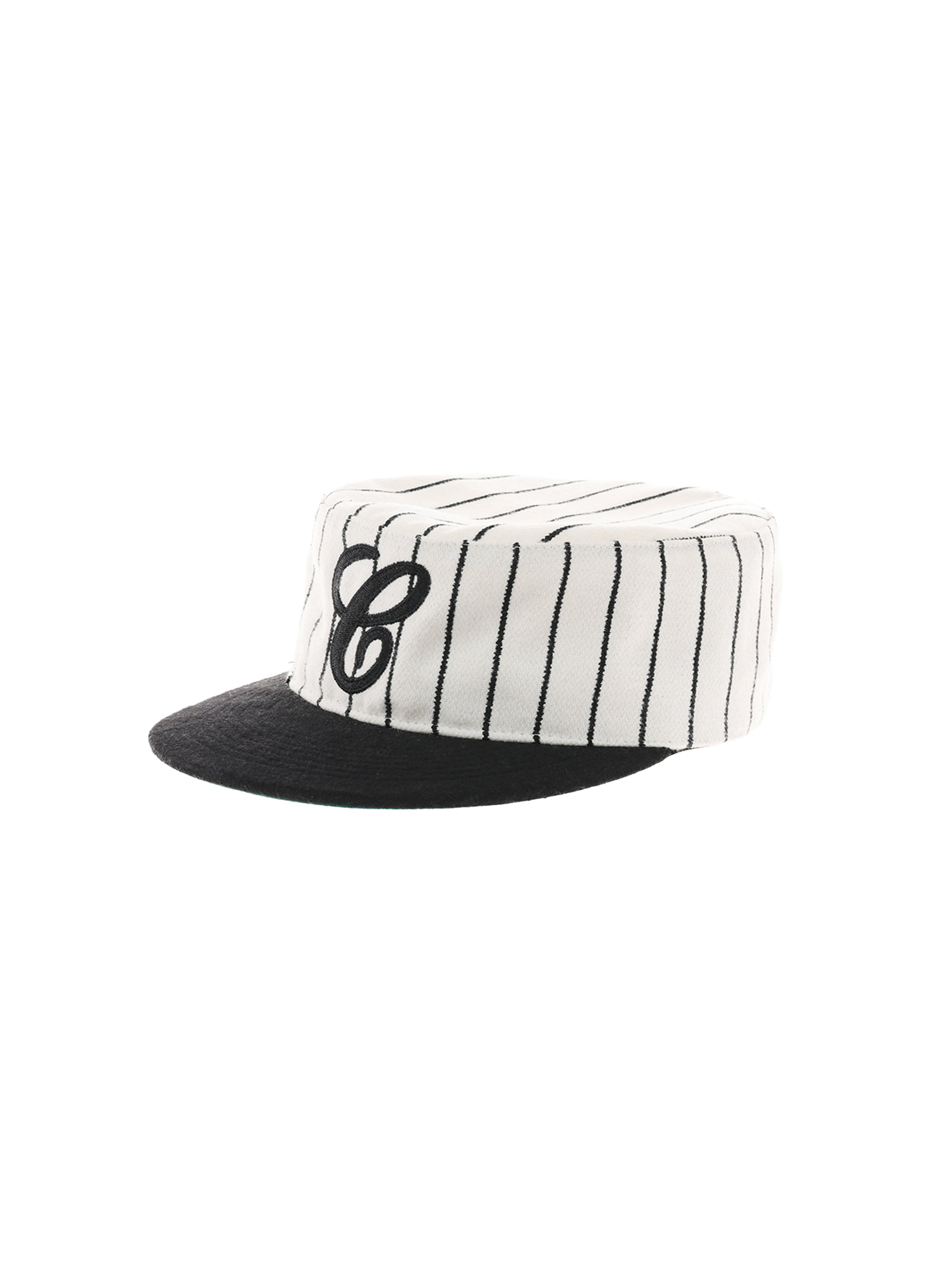 6CRAYON Retro Flat Top Baseball Cap - Striped Wool Blend with
