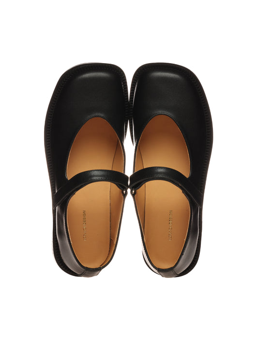 6CRAYON Unisex Black Full-Grain Leather Mary Janes