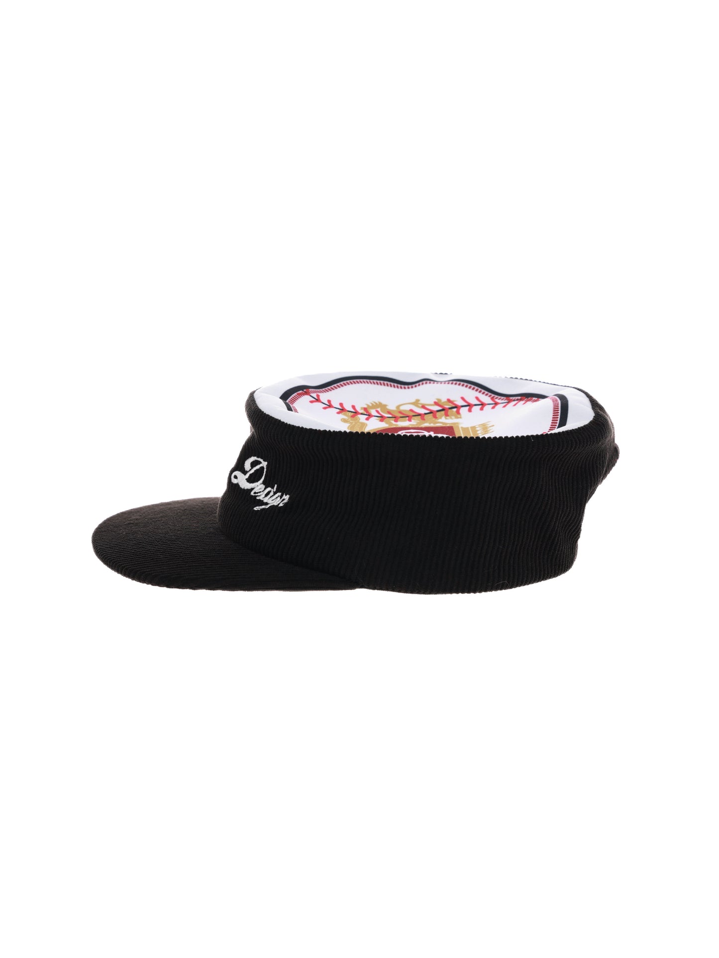 6CRAYON Flat Top Embroidered Corduroy Patchwork Baseball Cap