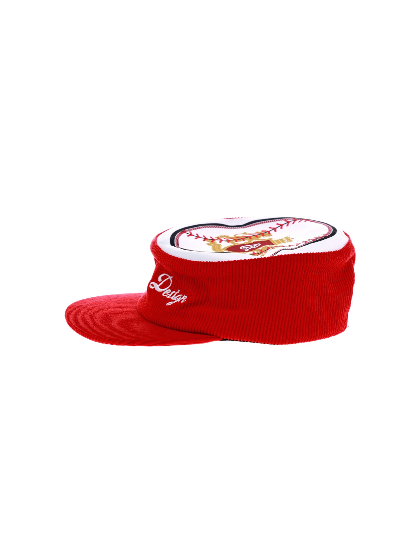 6CRAYON Flat Top Embroidered Corduroy Patchwork Baseball Cap