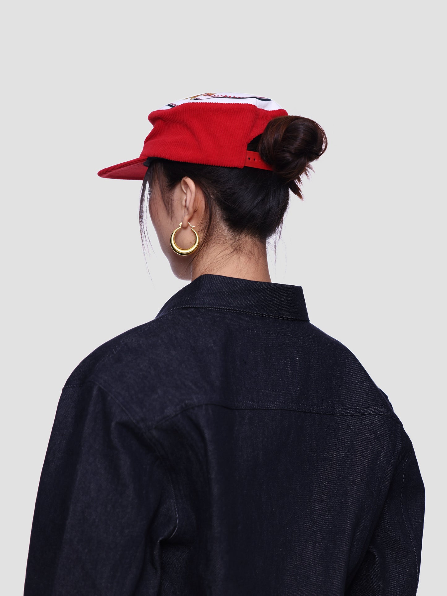 6CRAYON Flat Top Embroidered Corduroy Patchwork Baseball Cap