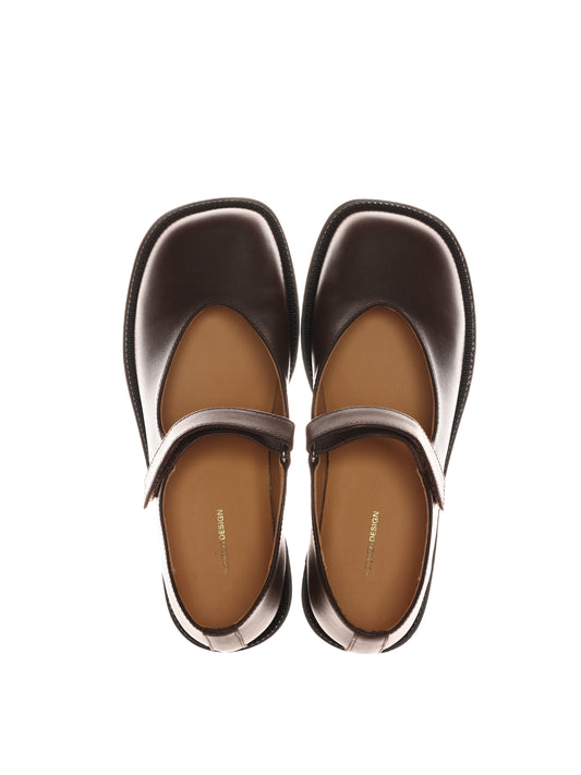 6CRAYON Unisex Brown  Full-Grain Leather Mary Janes