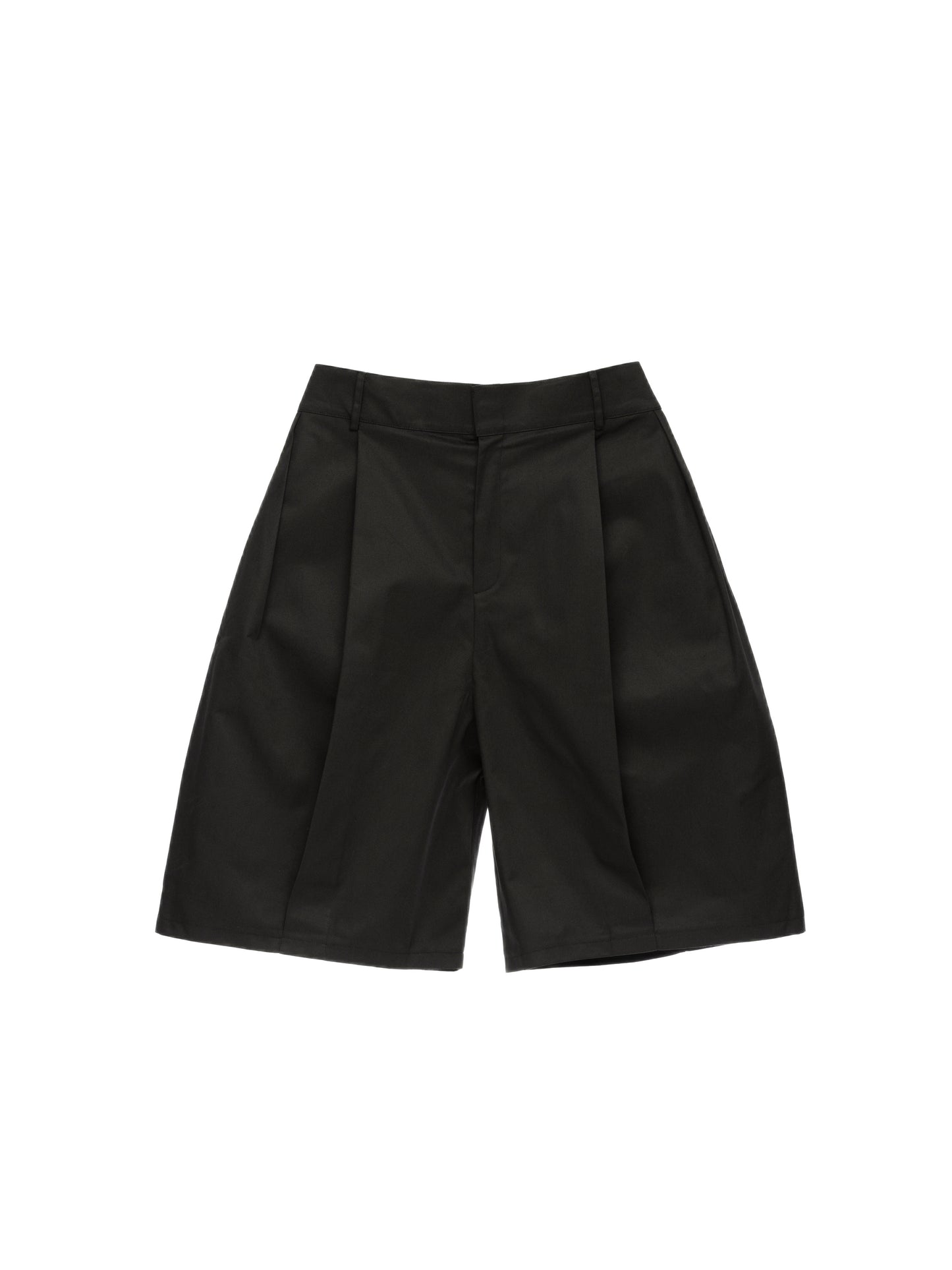 6CRAYON Elastic Waist Wide-Leg Shorts 2.0 – Double Pleated & Loose Fit with Coating