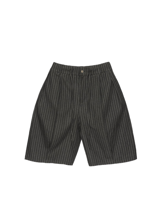 6CRAYON Elastic Waist Wide-Leg Shorts - Double Pleated & Loose Fit with Drawstring