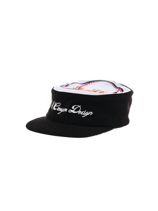 6CRAYON Flat Top Embroidered Corduroy Patchwork Baseball Cap