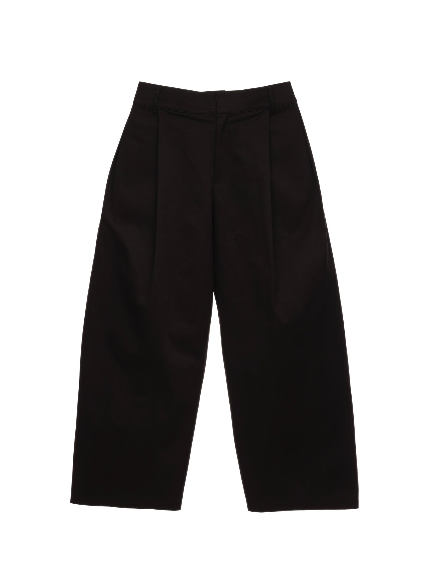 6CRAYON Retro Black Pleated Wide-Leg Trousers with Elastic Waist