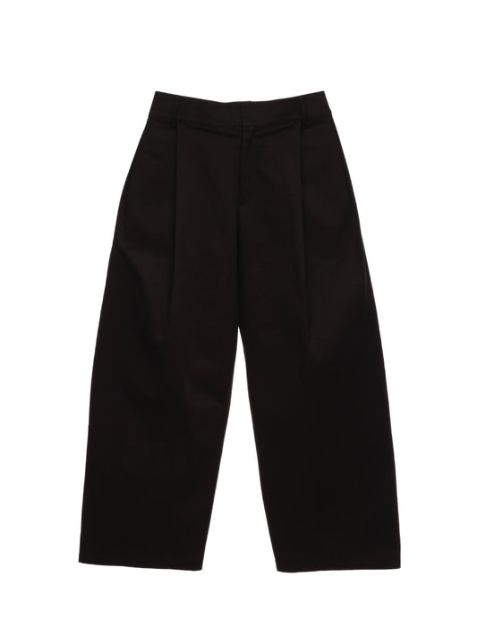 6CRAYON Retro Black Pleated Wide-Leg Trousers with Elastic Waist